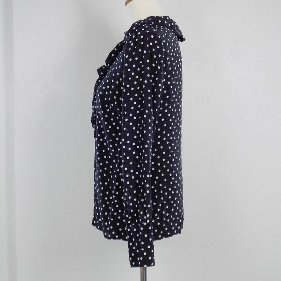 vintage 100% silk polka dot spotted ruffle top - Picture 4 of 5